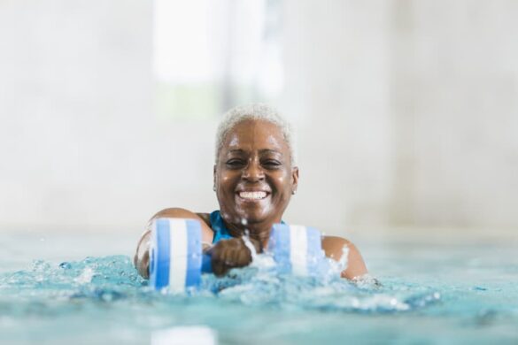 Senior in water aerobics 