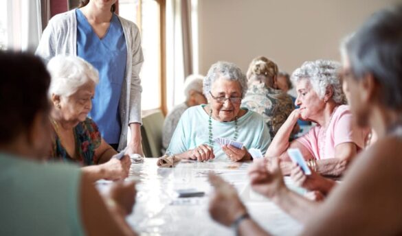 Seniors playing cards